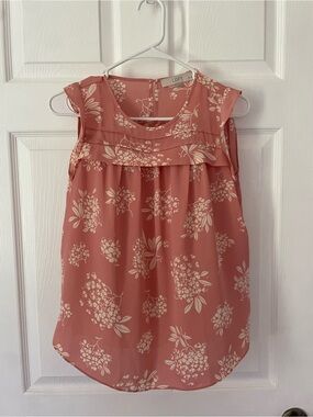 LOFT Coral Pink Floral Sleeveless Tank